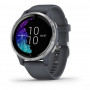 Garmin Venu Silver Stainless Steel Bezel w. Granite Blue and Silicone B. (010-02173-01/010-02173-03)